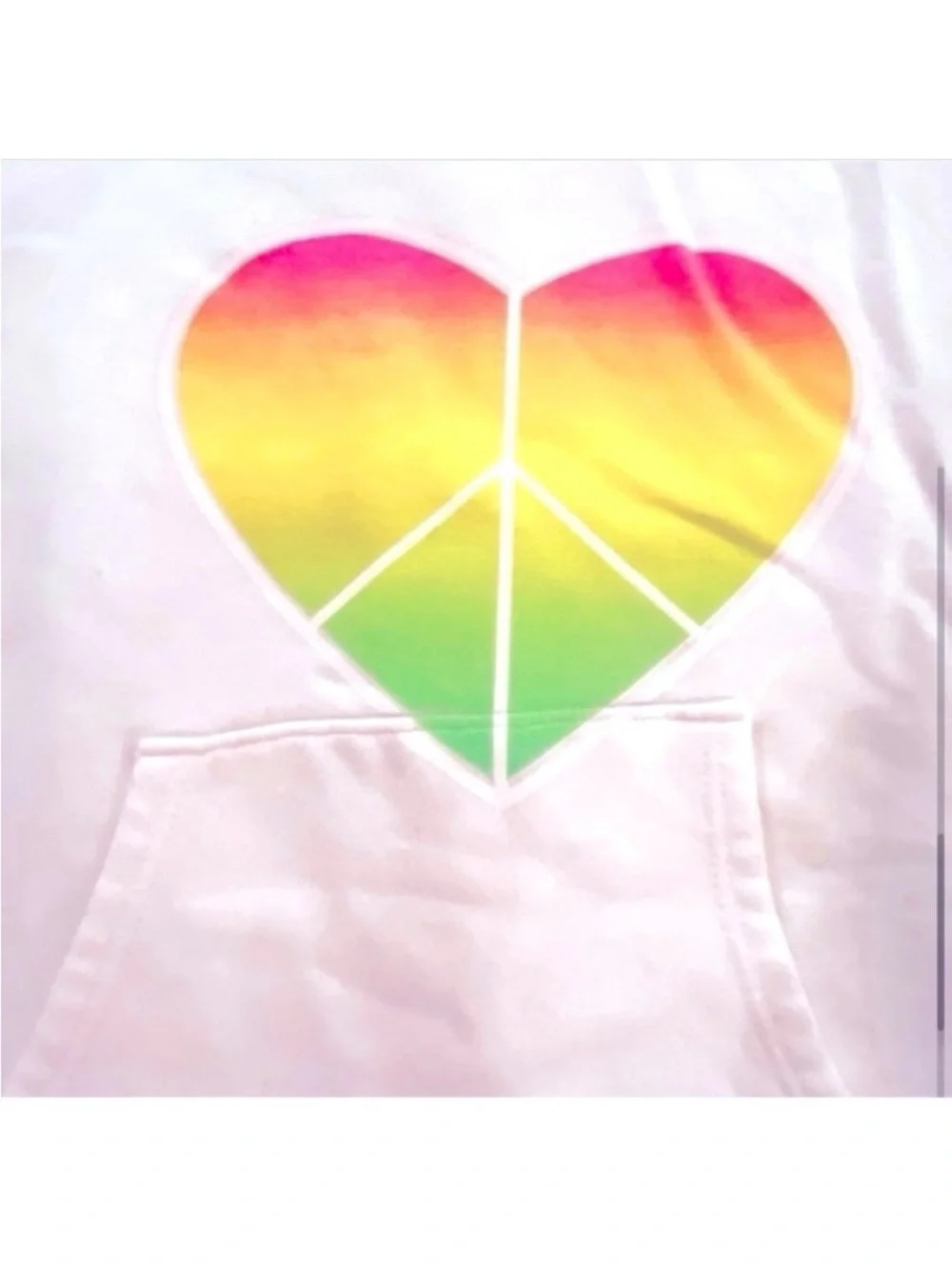 So Nikki- Vintage Sweatshirt-Cutout Neckline Neon Heart & Peace on Sleeve